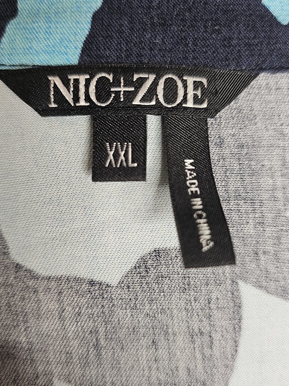 NIC+ZOE Navy and Aqua Abstract Print Top - Picture 6 of 7